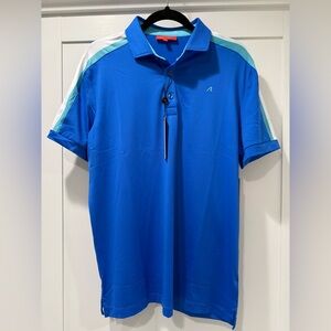 Redvanly Blue Polo Shirt with White and Teal‎ Accents